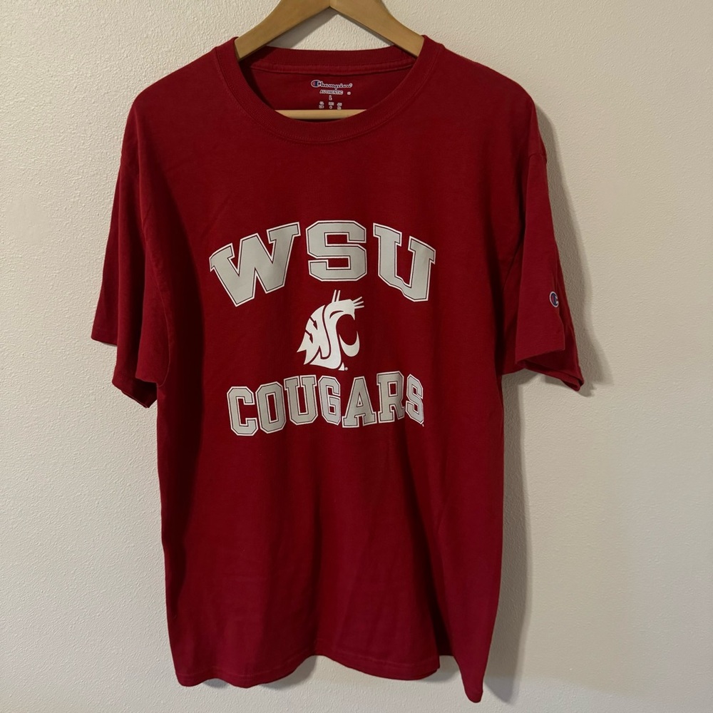 Washington State University Champion Red Short Sleeve Graphic Tee Cotton-Large